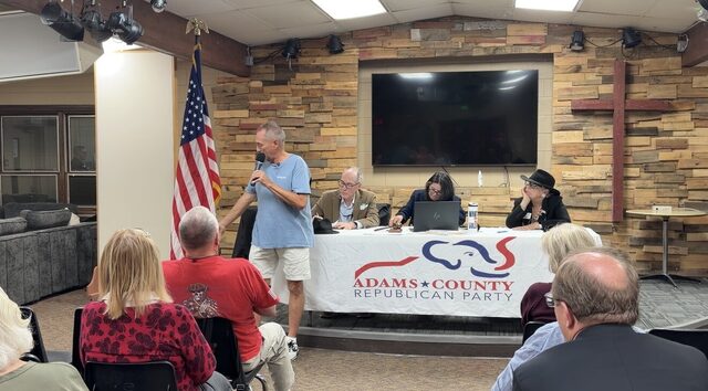 A candidate making his case to the Adams County Republicans