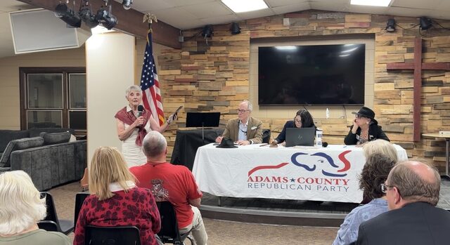 A speaker taking the floor at the meeting