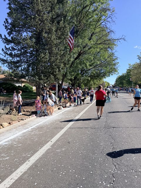 Spectators along the parade route