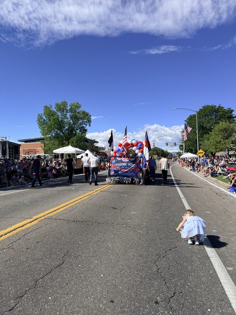 The route toward Midway Park with crowds on both sides